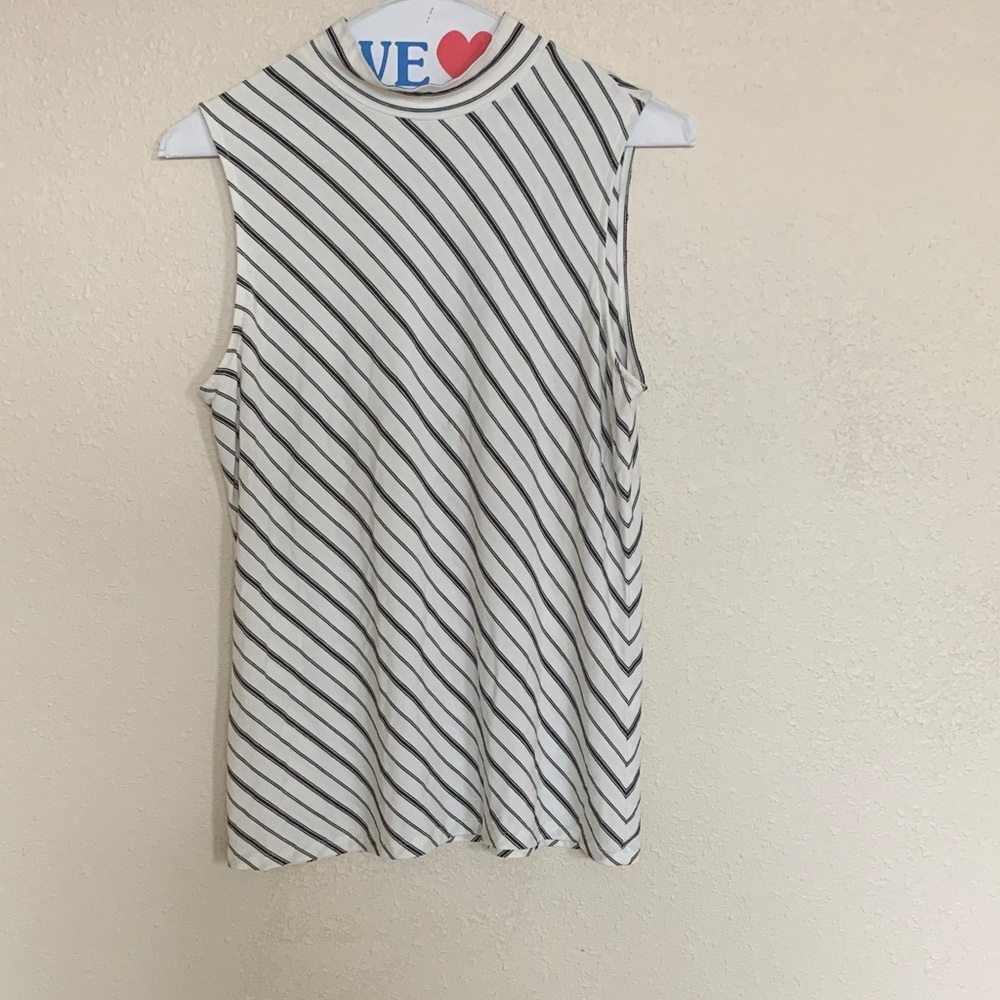 Chico's Black and White Striped Tank Top